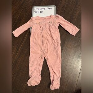 Pink Baby footies with Floral Embroidery